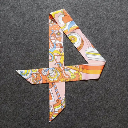 Silk Scarf for Women Printed Skinny Hair Neck Bag Scarf