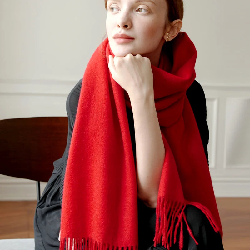 Women's Wool Scarf – Warm Winter Wrap 200×35cm
