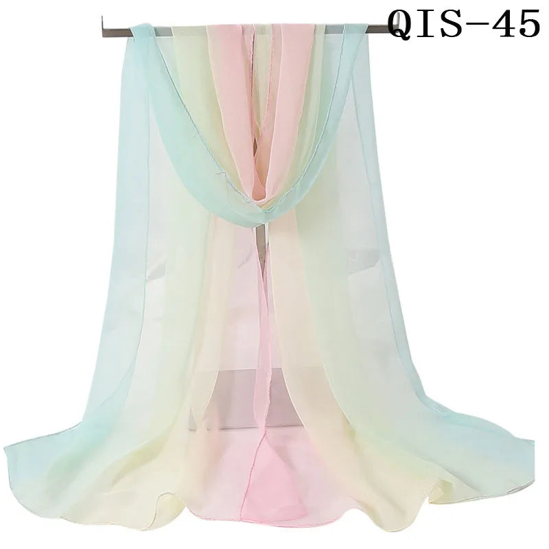 Chiffon Scarf for Women, Long Solid Color Summer Shawl
