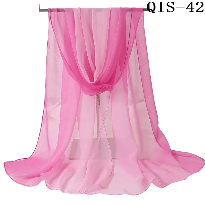 Chiffon Scarf for Women, Long Solid Color Summer Shawl