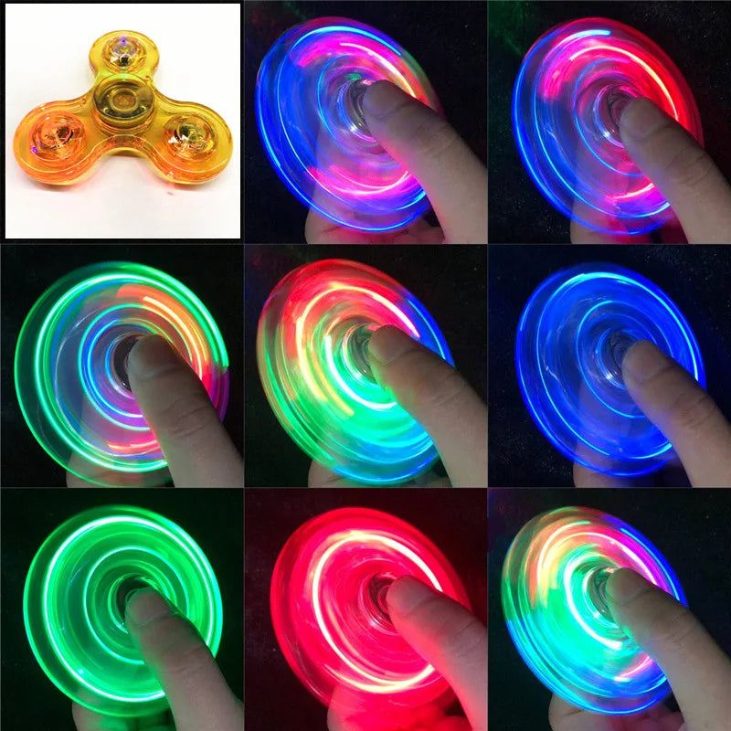 LED Fidget Spinner  Crystal Light Up Kinetic Toy for Kids & Adults