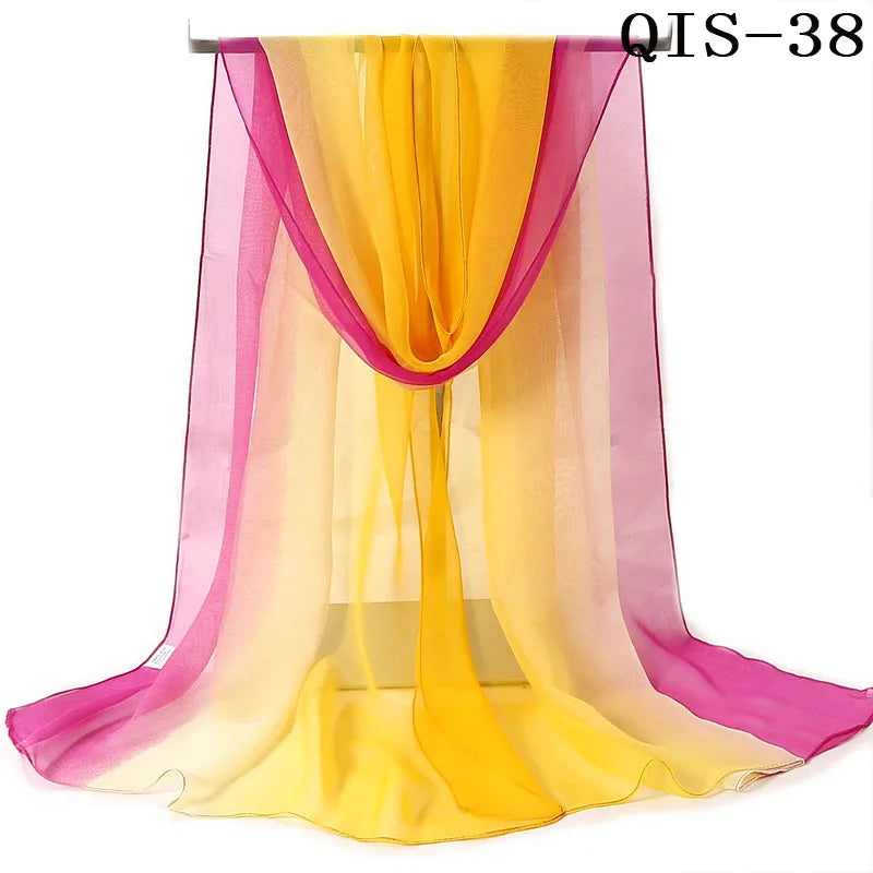 Chiffon Scarf for Women, Long Solid Color Summer Shawl