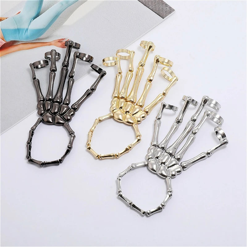 Skeleton Hand Bracelet, Gothic Punk Cuff Jewelry for Women