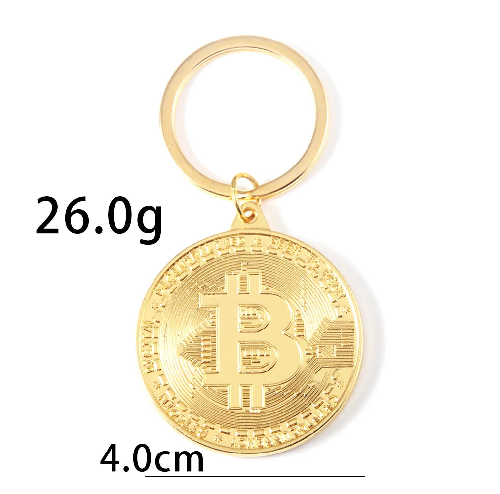 Bitcoin Keychain Round Metal Key Ring for Men and Women