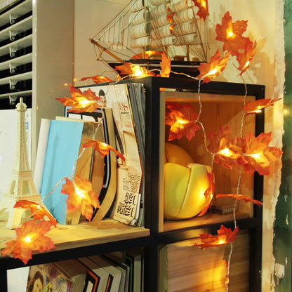 Maple Leaf String Lights 2/3/6M LED Garland for Christmas & Halloween