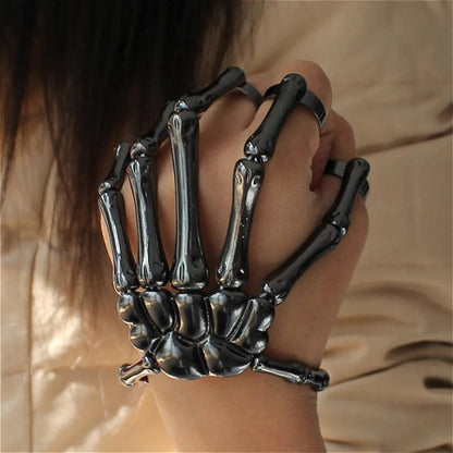 Skeleton Hand Bracelet, Gothic Punk Cuff Jewelry for Women