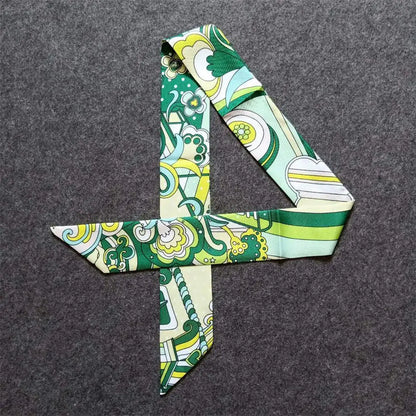 Silk Scarf for Women Printed Skinny Hair Neck Bag Scarf