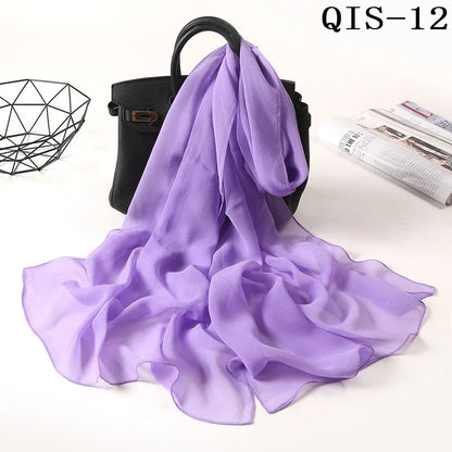 Chiffon Scarf for Women, Long Solid Color Summer Shawl