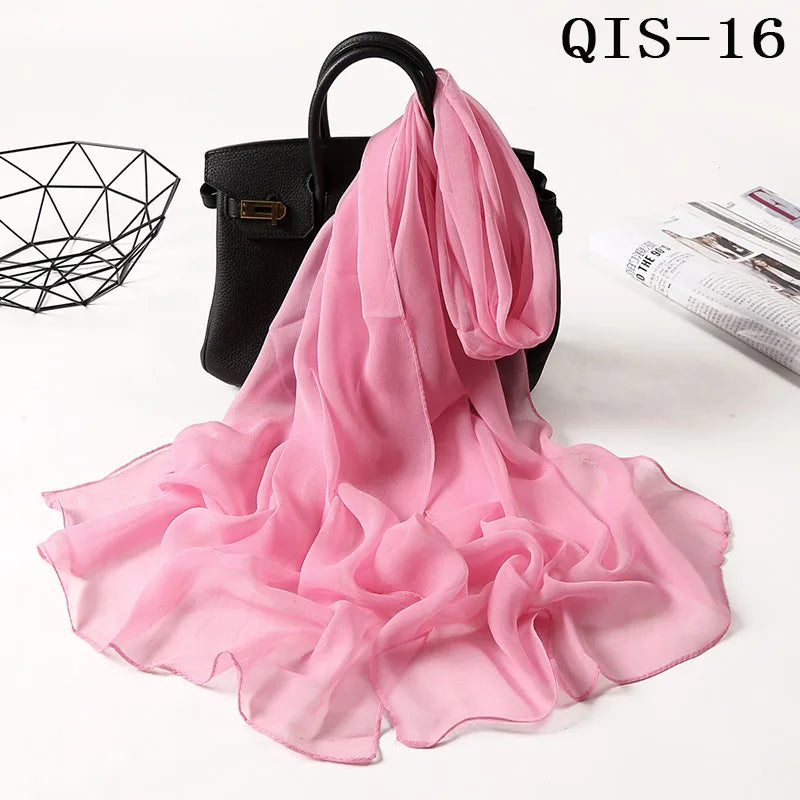 Chiffon Scarf for Women, Long Solid Color Summer Shawl