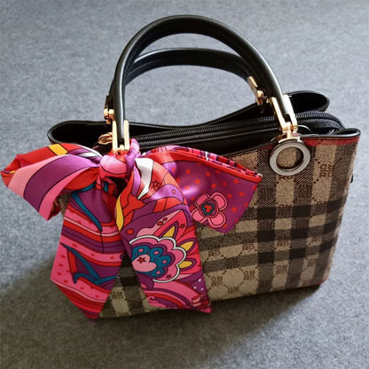 Silk Scarf for Women Printed Skinny Hair Neck Bag Scarf