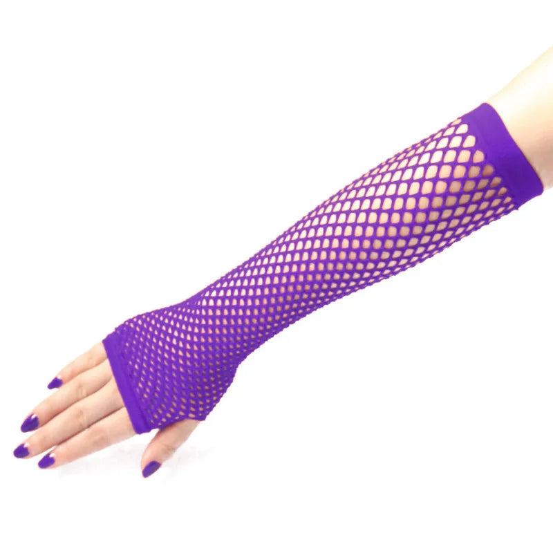 Women's Fingerless Arm Warmers – Long Fishnet Knit Sleeves