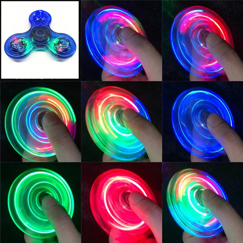 LED Fidget Spinner  Crystal Light Up Kinetic Toy for Kids & Adults