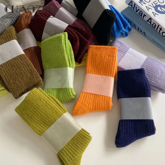 Women's Wool Socks Warm Ribbed Crew Winter Socks
