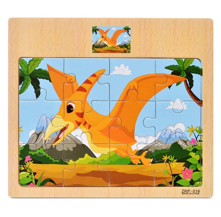 Wooden Puzzle for Kids with Animal and Vehicle Cartoon Designs