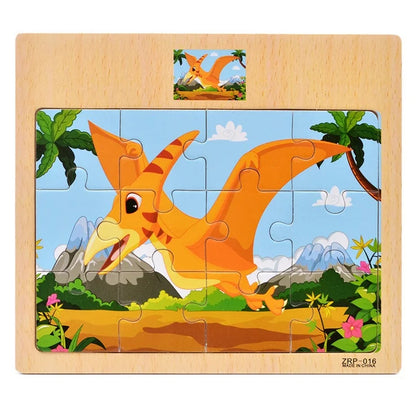 Wooden Puzzle for Kids with Animal and Vehicle Cartoon Designs