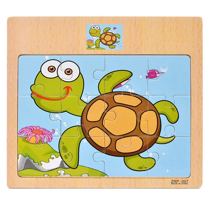 Wooden Puzzle for Kids with Animal and Vehicle Cartoon Designs
