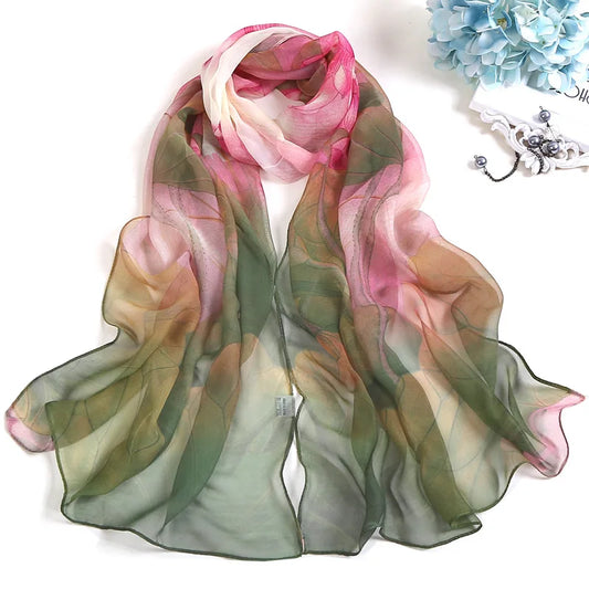 Women's Beach Scarf Floral Silk Feel Summer Wrap 160x50cm