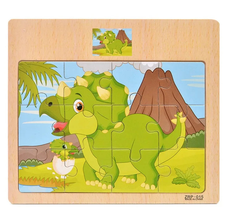 Wooden Puzzle for Kids with Animal and Vehicle Cartoon Designs