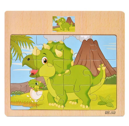 Wooden Puzzle for Kids with Animal and Vehicle Cartoon Designs