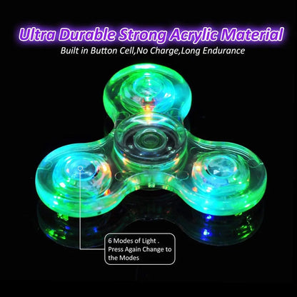 LED Fidget Spinner  Crystal Light Up Kinetic Toy for Kids & Adults