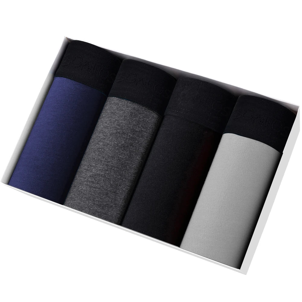 Men's Boxer Shorts Cotton Stretch Underwear 4-Pack