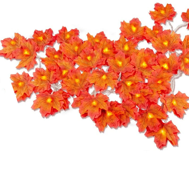 Maple Leaf String Lights 2/3/6M LED Garland for Christmas & Halloween