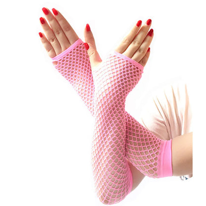 Women's Fingerless Arm Warmers – Long Fishnet Knit Sleeves