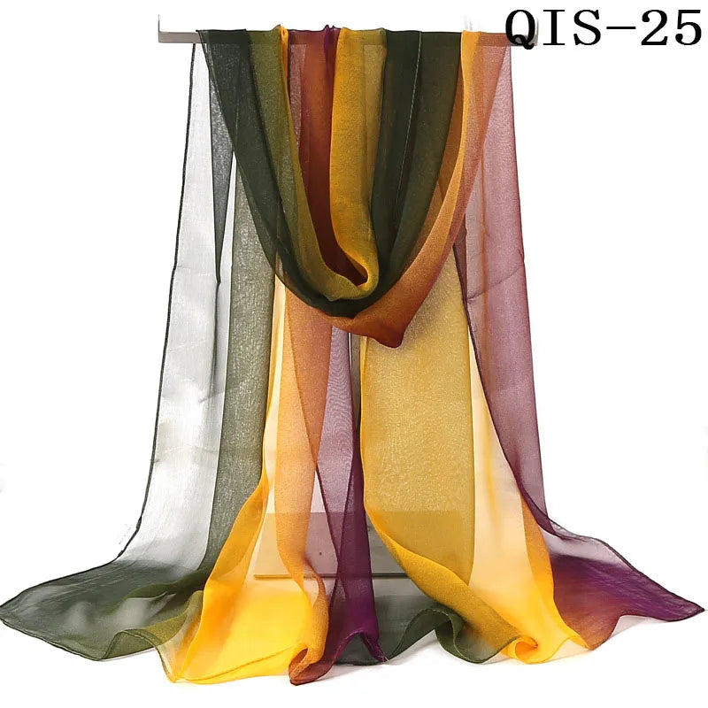 Chiffon Scarf for Women, Long Solid Color Summer Shawl