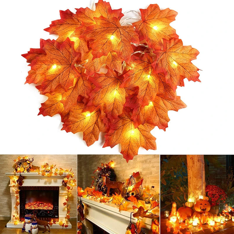 Maple Leaf String Lights 2/3/6M LED Garland for Christmas & Halloween