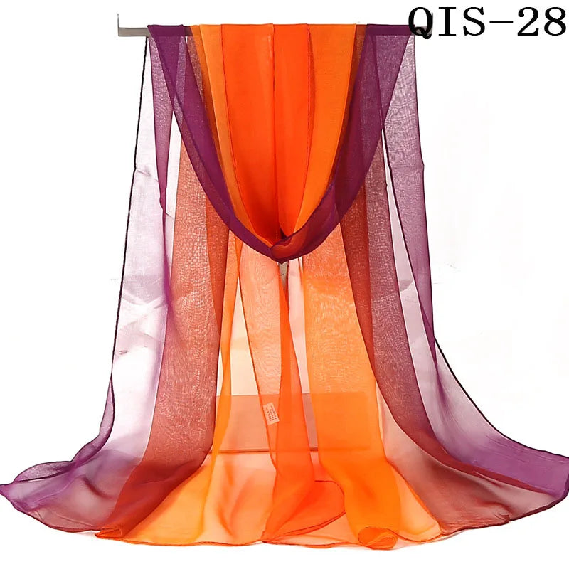 Chiffon Scarf for Women, Long Solid Color Summer Shawl