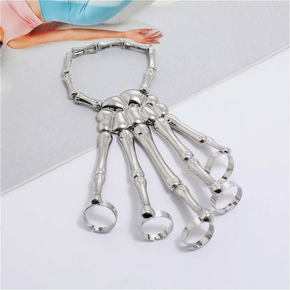 Skeleton Hand Bracelet, Gothic Punk Cuff Jewelry for Women