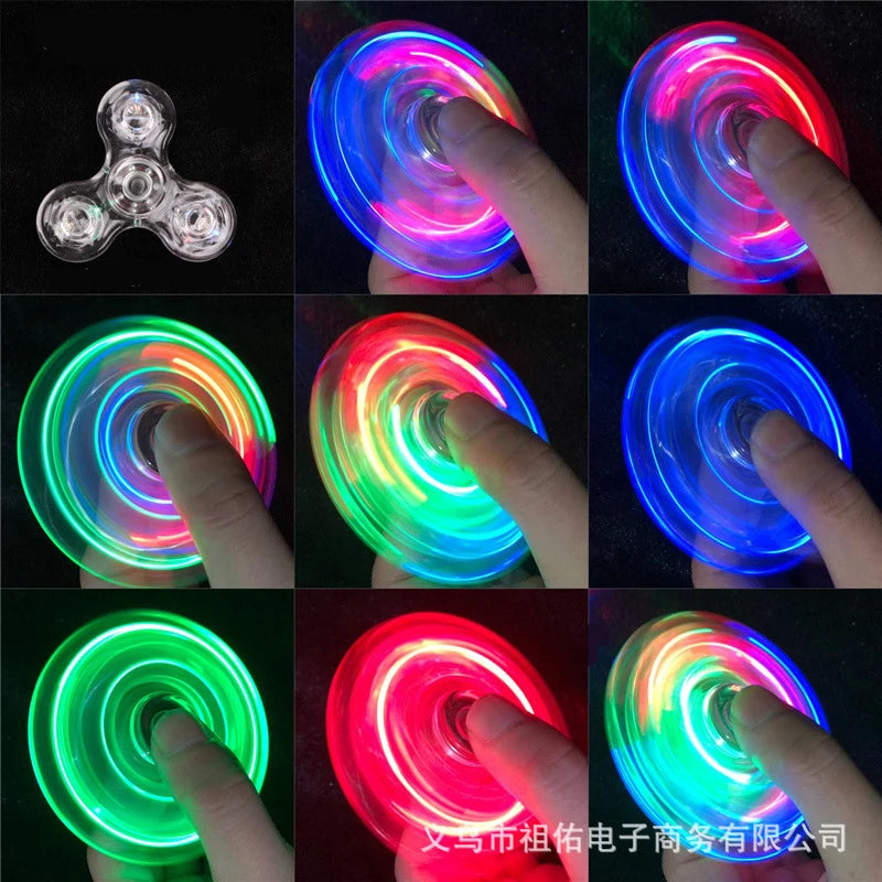 LED Fidget Spinner  Crystal Light Up Kinetic Toy for Kids & Adults