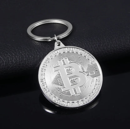 Bitcoin Keychain Round Metal Key Ring for Men and Women