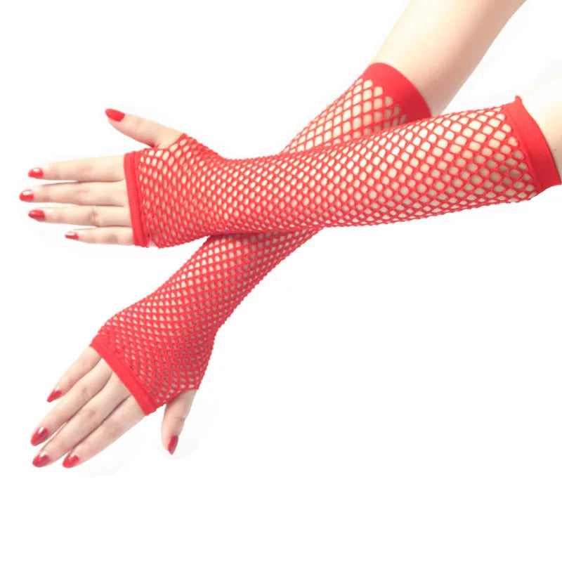 Women's Fingerless Arm Warmers – Long Fishnet Knit Sleeves
