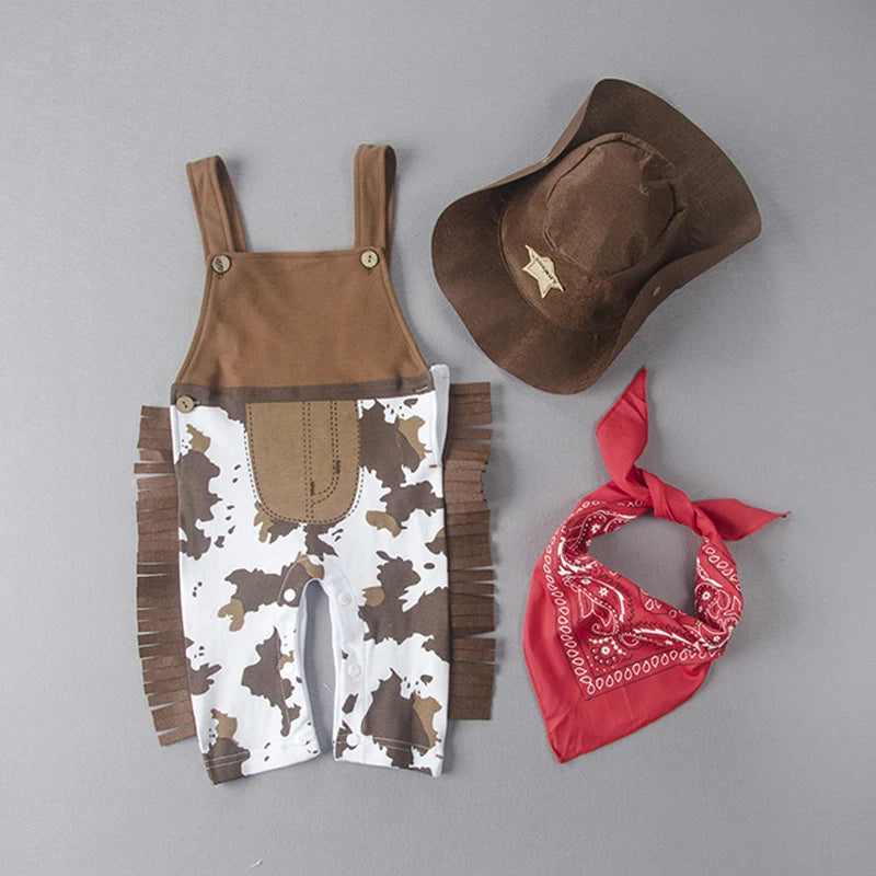 Baby Cowboy Costume Romper for Boys Halloween Dress Up