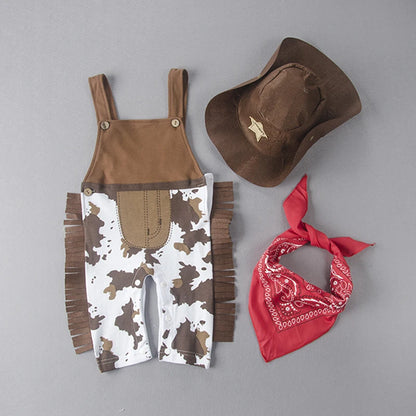 Baby Cowboy Costume Romper for Boys Halloween Dress Up