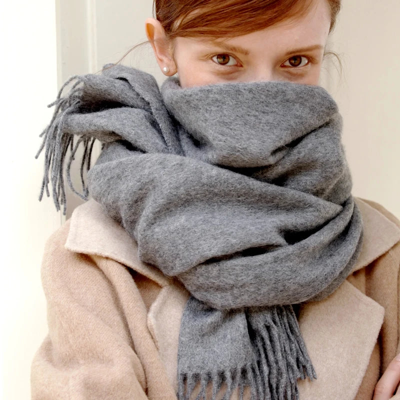 Women's Wool Scarf – Warm Winter Wrap 200×35cm
