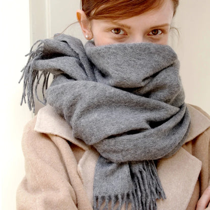 Women's Wool Scarf – Warm Winter Wrap 200×35cm