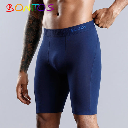 Men's Cotton Boxer Briefs Long Leg Soft Stretch Underwear