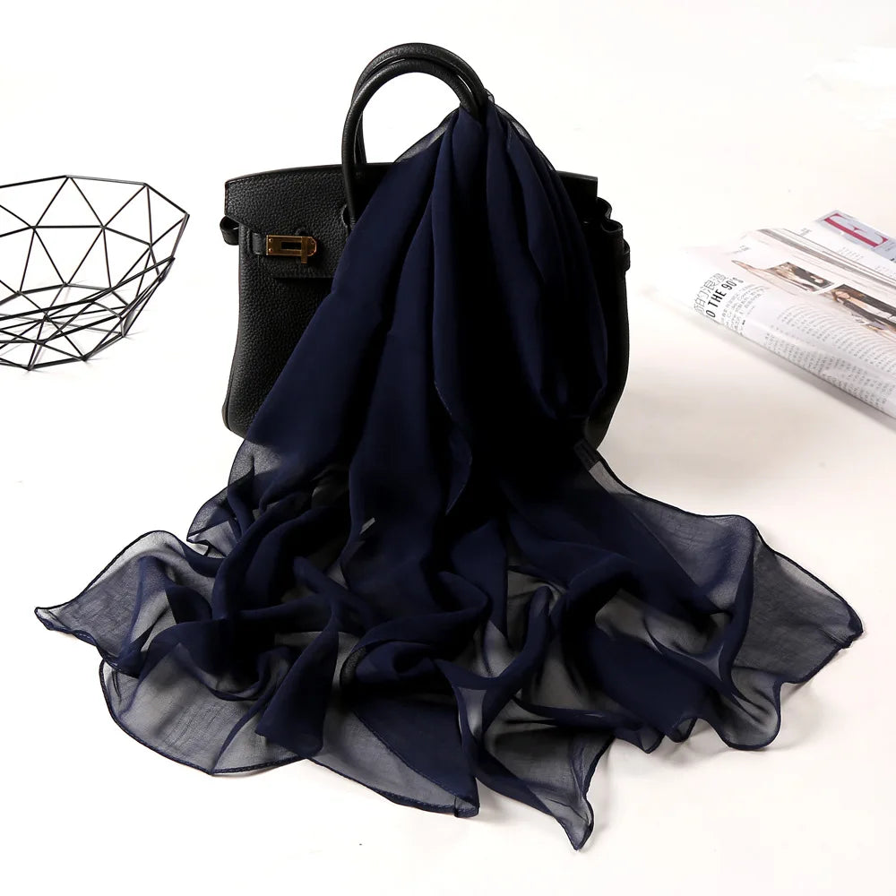 Chiffon Scarf for Women, Long Solid Color Summer Shawl