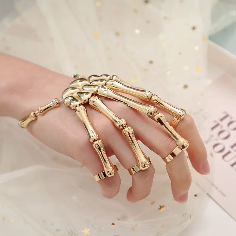Skeleton Hand Bracelet, Gothic Punk Cuff Jewelry for Women