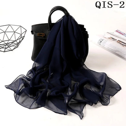 Chiffon Scarf for Women, Long Solid Color Summer Shawl