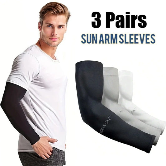 Sun Protection Arm Sleeves, Unisex Summer Outdoor Sleeves 3 Pairs