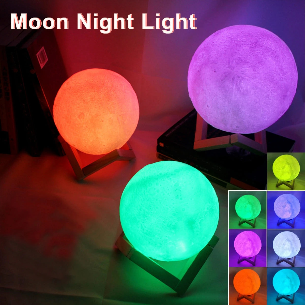 Moon Lamp LED Night Light with Stand for Bedroom Decor