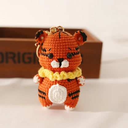 Crochet Rabbit Keychain Cute Knitted Animal Pendant for Bags and Keys