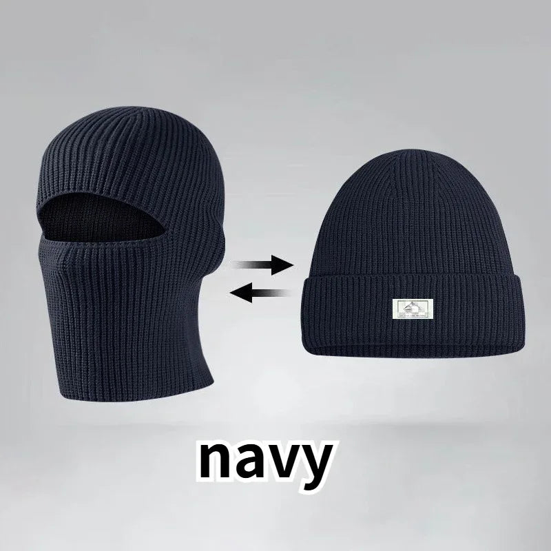 Winter Balaclava Hat 2-in-1 Knitted Face Mask Beanie