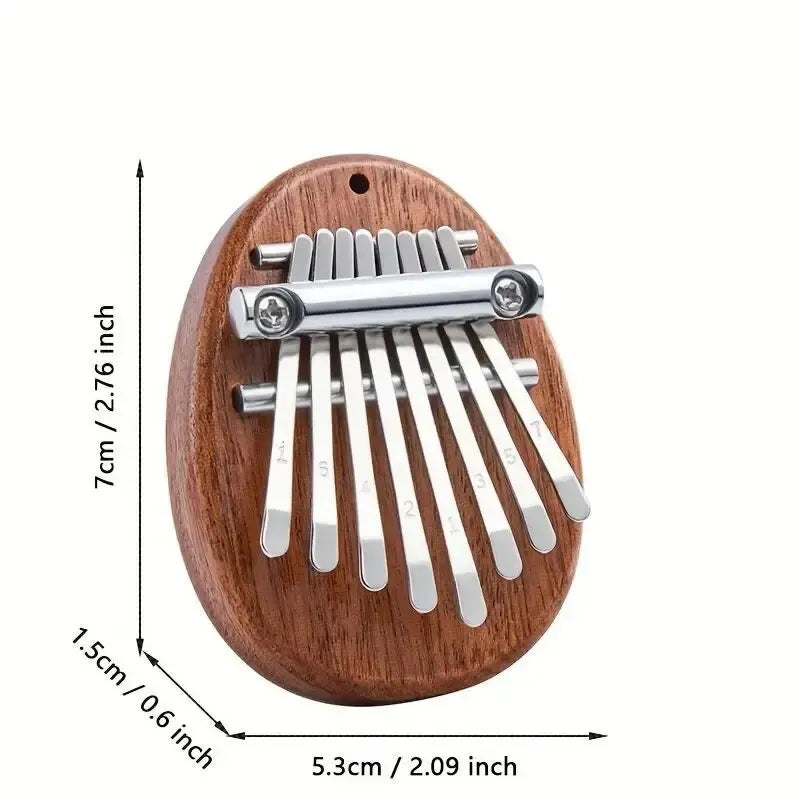 Mini Kalimba 8 Key Wooden Thumb Piano with Pendant Chain