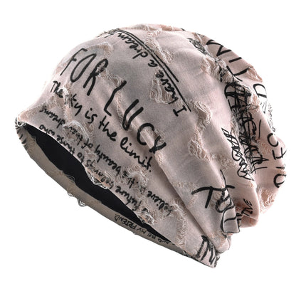 Knit Beanie Unisex Letter Print Warm Winter Hat