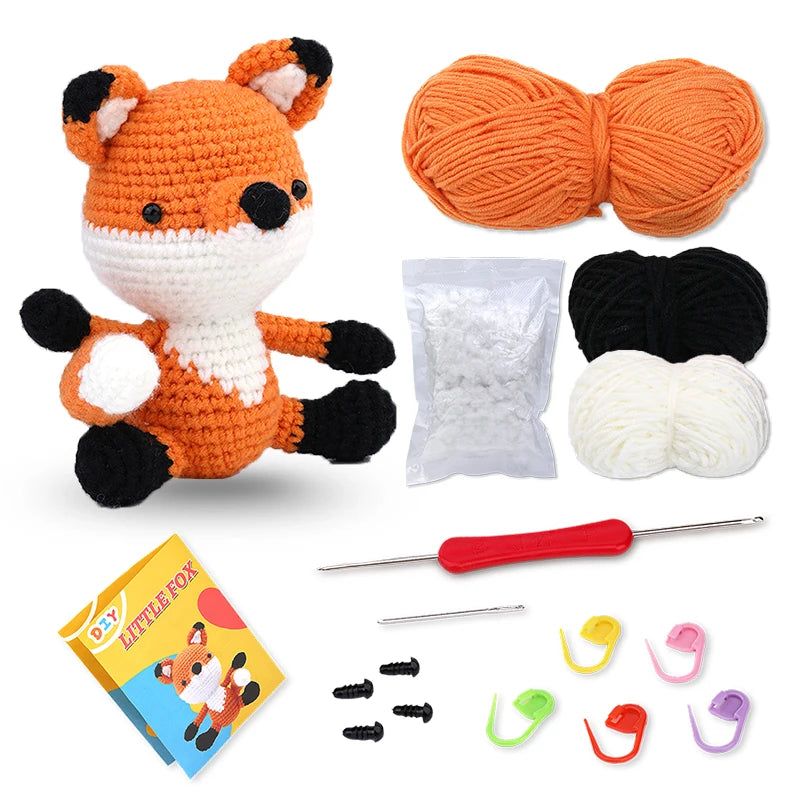 Crochet Kit for Beginners Animal DIY Craft Set with Yarn and Hooks