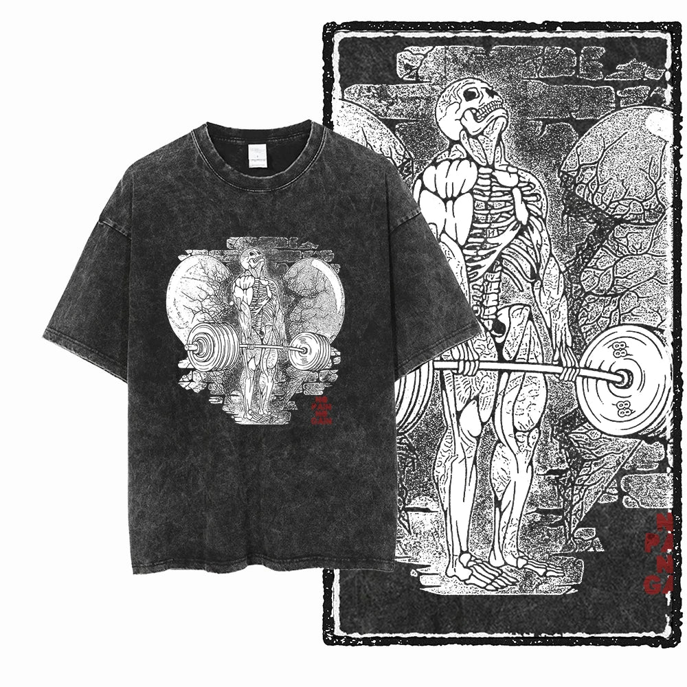 Men’s Graphic T-Shirt Acid Washed Cotton Streetwear